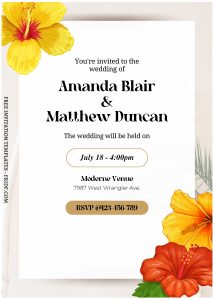 (Free Editable PDF) Vibrant Hawaiian Summer Wedding Invitation Templates B