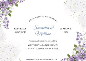 (Free Editable PDF) Delicate Spring Pansy Flower Wedding Invitation Templates J