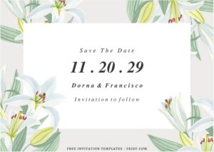(Free Editable PDF) Magnificent Lily Wedding Invitation Templates B
