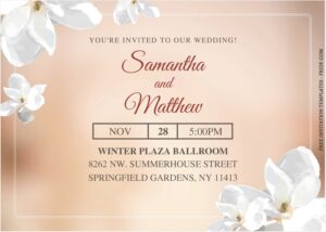 (Free Editable PDF) Majestic Magnolia Wedding Invitation Templates J