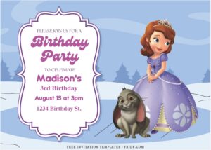 (Free Editable PDF) Winter Wonderland Sofia The First Birthday Invitation Templates A