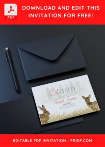 (Free Editable PDF) Oh Baby Woodland Animals Birthday Invitation Templates C
