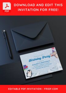 (Free Editable PDF) Penguin Winter Fiesta Birthday Invitation Templates C