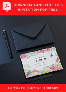(Free Editable PDF) Floral Love Bird Wedding Invitation Templates C