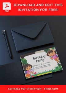 (Free Editable PDF) Dora The Explorer Birthday Invitation Templates C