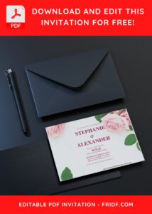 (Free Editable PDF) Timeless White Rose Wedding Invitation Templates C