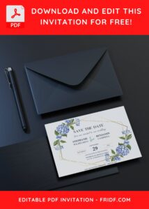 (Free Editable PDF) Magnificent Geometric Floral Frame Wedding Invitation Templates C