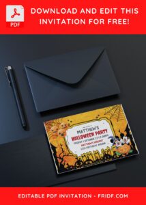 (Free Editable PDF) Mickey Mouse And Friends Halloween Birthday Invitation Templates C