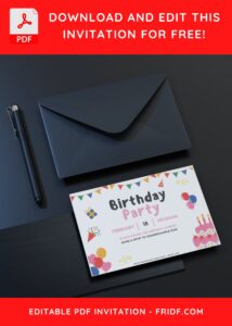 (Free Editable PDF) Joyful Kids Birthday Invitation Templates C