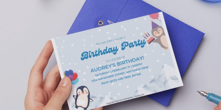 (Free Editable PDF) Penguin Winter Fiesta Birthday Invitation Templates D