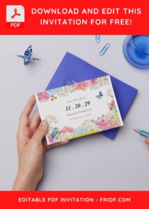 (Free Editable PDF) Floral Love Bird Wedding Invitation Templates D
