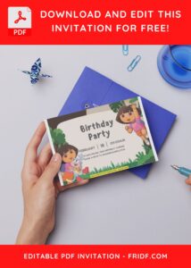 (Free Editable PDF) Dora The Explorer Birthday Invitation Templates D