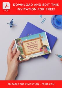(Free Editable PDF) Beach Party With Dora & Friends Birthday Invitation Templates D