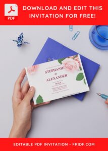 (Free Editable PDF) Timeless White Rose Wedding Invitation Templates D