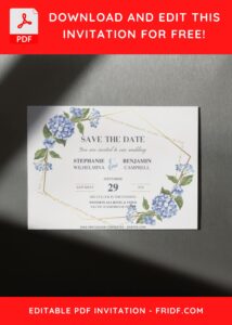 (Free Editable PDF) Magnificent Geometric Floral Frame Wedding Invitation Templates D