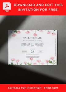 (Free Editable PDF) Pristine Botanical Wedding Invitation Templates D