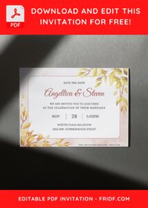 (Free Editable PDF) Beauty Of Autumn Wedding Invitation Templates D