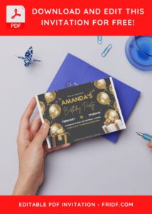 (Free Editable PDF) Fancy Gold Birthday Balloon Invitation Templates D