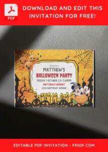 (Free Editable PDF) Mickey Mouse And Friends Halloween Birthday Invitation Templates D