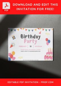 (Free Editable PDF) Joyful Kids Birthday Invitation Templates D