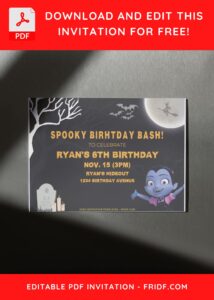 (Free Editable PDF) Spooktacular Disney Vampirina Birthday Invitation Templates D
