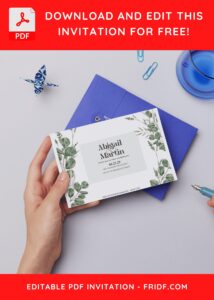 (Free Editable PDF) Watercolor Greenery Eucalyptus Wedding Invitation Templates D