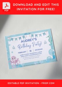 (Free Editable PDF) Watercolor Under The Sea Birthday Invitation Templates E