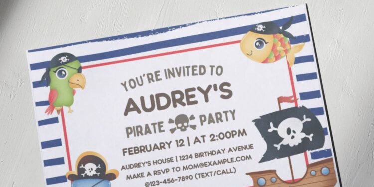 (Free Editable PDF) Ahoy Pirate Birthday Invitation Templates E