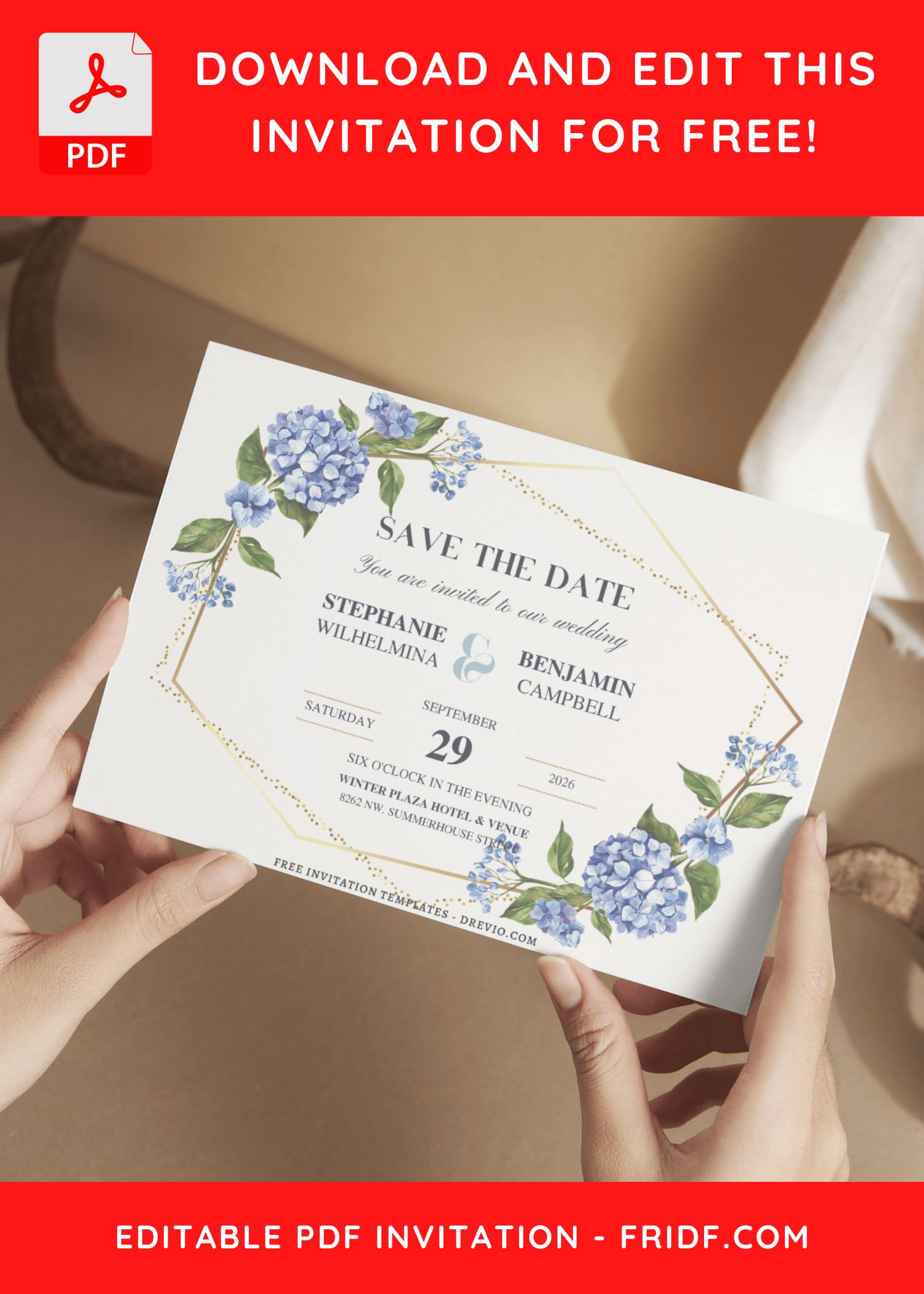 (Free Editable PDF) Magnificent Geometric Floral Frame Wedding