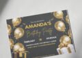 (Free Editable PDF) Fancy Gold Birthday Balloon Invitation Templates E