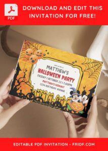 (Free Editable PDF) Mickey Mouse And Friends Halloween Birthday Invitation Templates E