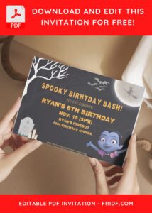 (Free Editable PDF) Spooktacular Disney Vampirina Birthday Invitation Templates E