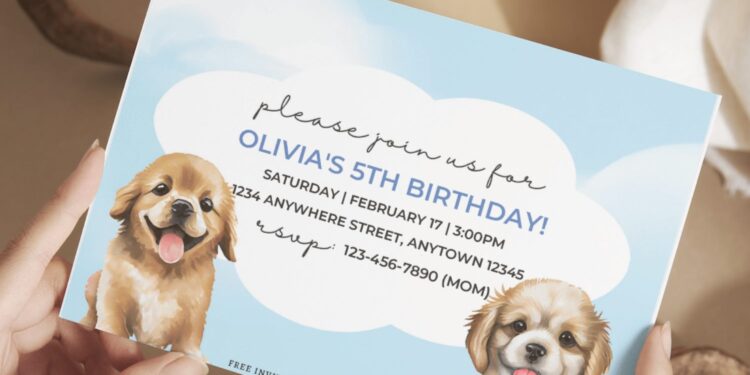 (Free Editable PDF) Beautiful And Cute Puppy Birthday Invitation Templates I