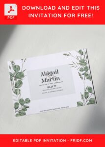 (Free Editable PDF) Watercolor Greenery Eucalyptus Wedding Invitation Templates E