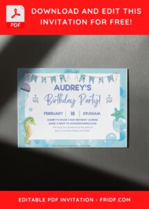 (Free Editable PDF) Watercolor Under The Sea Birthday Invitation Templates F