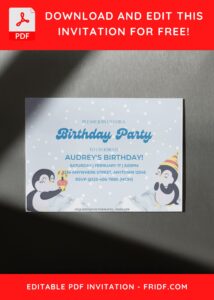(Free Editable PDF) Penguin Winter Fiesta Birthday Invitation Templates F