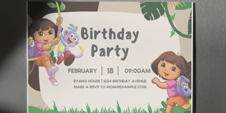 (Free Editable PDF) Dora The Explorer Birthday Invitation Templates F