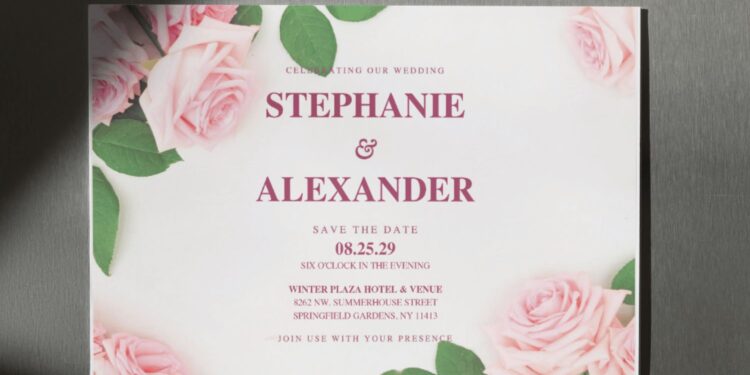 (Free Editable PDF) Timeless White Rose Wedding Invitation Templates F