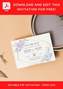 (Free Editable PDF) Magnificent Geometric Floral Frame Wedding Invitation Templates F