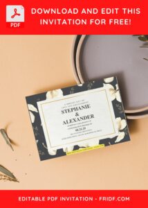 (Free Editable PDF) Rustic Garden Magnolia Wedding Invitation Templates F