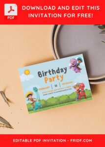 (Free Editable PDF) Colorful Dino Ranch Fiesta Birthday Invitation Templates F