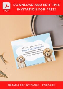 (Free Editable PDF) Beautiful And Cute Puppy Birthday Invitation Templates J