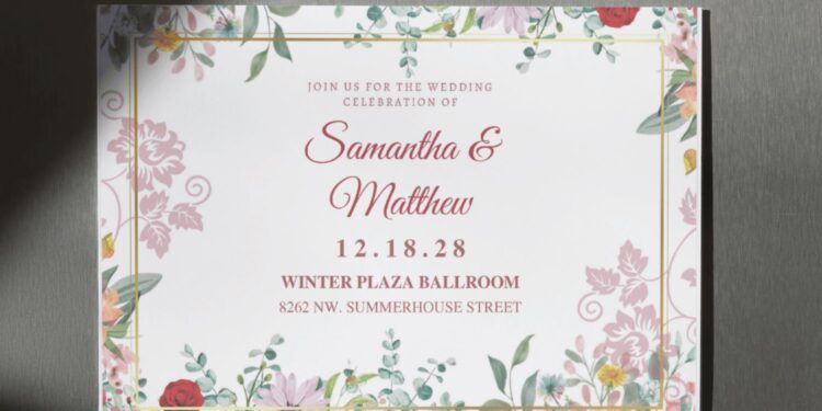 (Free Editable PDF) Harmony Of Garden Floral Wedding Invitation Templates F