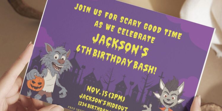 (Free Editable PDF) Werewolf Day Out Birthday Invitation Templates G