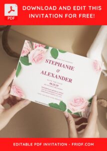(Free Editable PDF) Timeless White Rose Wedding Invitation Templates G