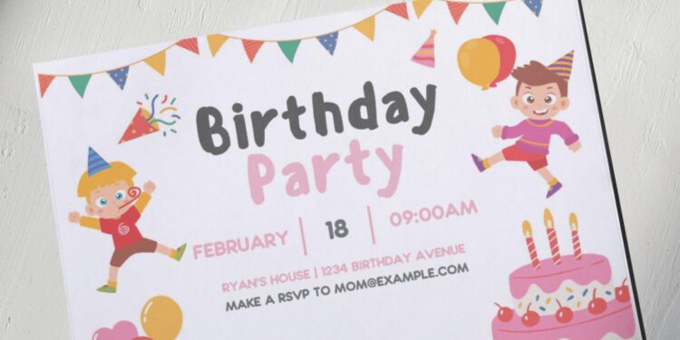 (Free Editable PDF) Joyful Kids Birthday Invitation Templates G