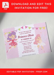 (Free Editable PDF) Cute Royal Princess Birthday Invitation Templates A