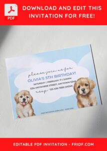 (Free Editable PDF) Beautiful And Cute Puppy Birthday Invitation Templates A