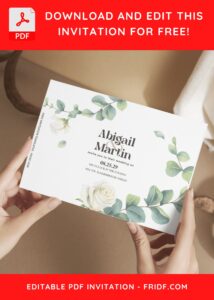 (Free Editable PDF) Watercolor Greenery Eucalyptus Wedding Invitation Templates G