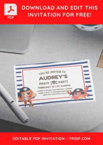 (Free Editable PDF) Ahoy Pirate Birthday Invitation Templates H